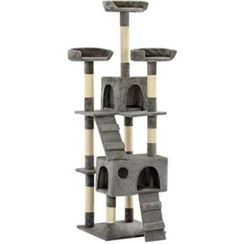vidaXL Rascador para Gatos con Poste de Sisal 170 cm Gris Árbol Arañar Juguete