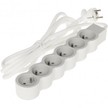 Regleta de enchufes Legrand 3m, 6 tomas 2P+T, extra plana, blanca y gris claro
