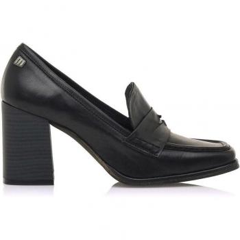 Mustang Mocasines Porto Negro de Piel para Mujer con Tacón y Puntera Cuadrada