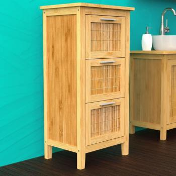 Mueble de cuarto de baño EISL con 3 cajones de bambú, dimensiones 30x42x82 cm, color Marrón