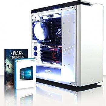 VIBOX Aries 8 - 4,2GHz Intel i7 Quad Core CPU, GTX 1080 GPU, Extremo, Ordenador de sobremesa Gaming con enfriador por agua con unidad central, Windows 10, Iluminaciàn interna blanco