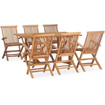 7-Piece Folding Outdoor Dining Set Solid Teak Wood