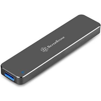SilverStone SST-MS09C - Carcasa para discos externa con USB 3.1 Tipo C para M.2 SATA SSD, gris marengo