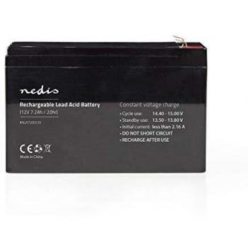 NEDIS Recargable de Plomo de la batería Batería Recargable de Plomo-Ácido - 7,2 A - 12 V - 151 x 65 x 95 mm Negro 151 mm