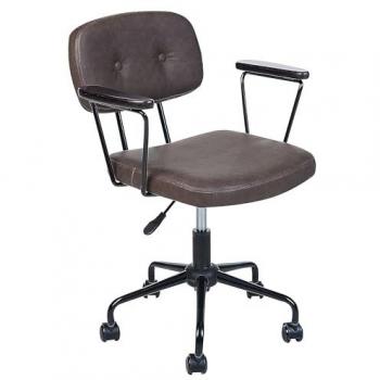Silla de oficina giratoria ajustable en altura de piel sintética marrón oscuro con reposabrazos Algerita