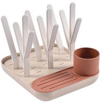 Escurre Biberones Bosque BEABA Terracota - Estante Secado Compacto para 6 Biberones y Accesorios