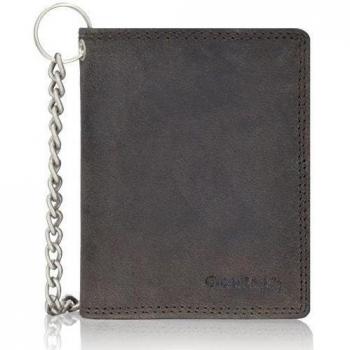 Greenland Nature Classic Monedero Vertical piel 10 cm con cadena y compartimento plegable marrón