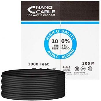 NANOCABLE 10.20.0304-EXT-BK - Cable de Red Ethernet RJ45 Cat.5E UTP para Exterior, Color Negro