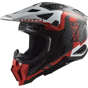 LS2 Casco de Cross MX703 X-FORCE Victory Rojo-Blanco, casco cross para moto, diseño deportivo en colores rojo y blanco, talla M, ventilación optimizada, visera ajustable, interior desmontable y lavable