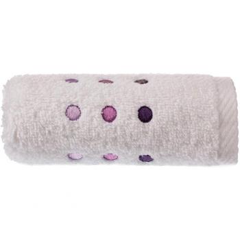 Schiesser 101136 de la silueta de juego de toallas de cristal de 30 x 50 cm blanco con morado diseño de lunares