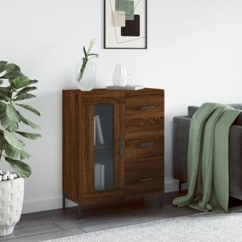 Aparador de madera de ingeniería 69,5x34x90 cm Mueble de Almacenaje de Salón Buffet Armario Auxiliar Armario de Almacenamiento Marrón Roble