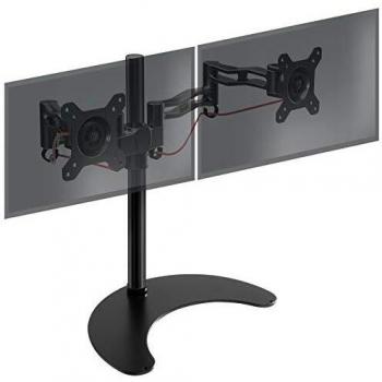 Duronic DM35D2 Brazo para Monitor de 13 a 27| para 2 Pantallas de 8kg máx | 2 Brazos Extensibles hasta 33cm y Giratorios 180°| Pie de Base Fija | Cabezal VESA 75 y 100 Giratorio Inclinable ±15°