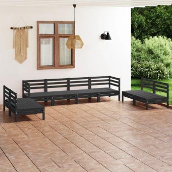 Juego de muebles de jardín 8 piezas madera de pino maciza negro