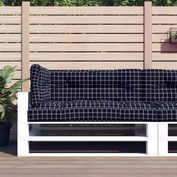 Cojines para palés 3 piezas diseño pintado negro de tela a cuadros multicolor