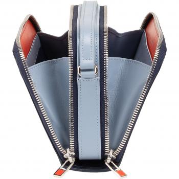 Dudu - Bandolera de mujer de piel con doble cremallera, bolso de hombro pequeño, cuero, multipocket, incluye monedero