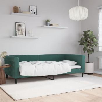 Cama de día sofá cama terciopelo verde oscuro 90x200 cm