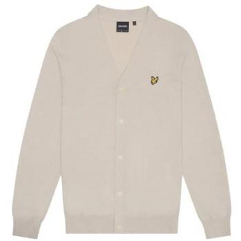 Lyle & Scott Men's Stylish Cotton Merino V-Neck Cardigan - Grey, Large