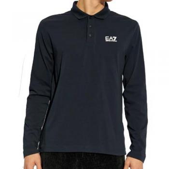 EA7 Core Identity Long-Sleeved Polo Shirt - Navy Blue - Size L