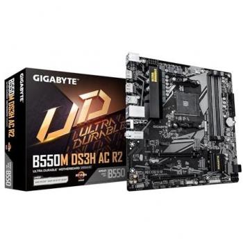 Placa Base Gigabyte B550M DS3H AC R2 AM4 Micro ATX con Wi-Fi 5, DDR4 hasta 4733MHz (O.C.), VRM de 5+3 fases, 1x M