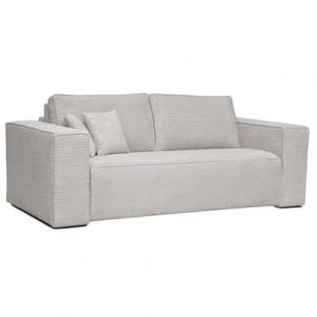 Sofá cama 3 plazas de apertura rápida en terciopelo beige con colchón de 14 cm - Modelo Amelia II