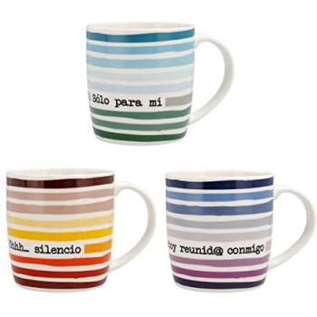 Taza de Porcelana Surtida 33CL Blanco Decorado, Alta Calidad y Apta para Microondas