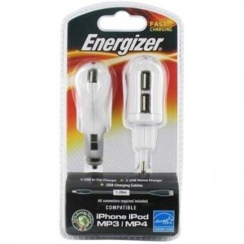 Energizer Classic - Cargador 3 en 1 con 2 puertos USB para iPhone/iPod
