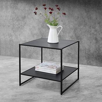 Mesa Baja Salsnes de Metal Resistente a Arañazos con Estante 51 x 53 x 51 cm - Negro