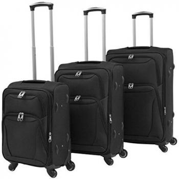 vidaXL Set Maletas con Ruedas 3 Pzas Negra Mochila Equipaje Bolso Bagaje Viaje