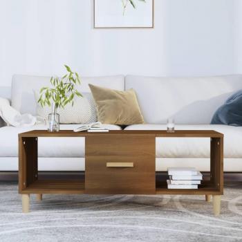 Mesa de centro de madera contrachapada multicapa de roble marrón 102x50x40 cm