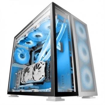 Mars Gaming MCNOVA XXL Aluminium E-ATX Tower Case with Aerospace Aluminum, Tempered Glass Side Panel, USB-C Port - White