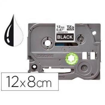 Cinta Q-Connect TZe-335 Negro/Blanco 12mm x 8m