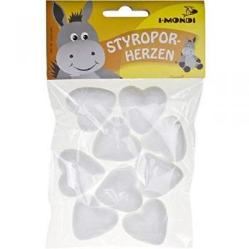 i-mondi® Corazones de porex, 9 piezas, tamaño: 40 mm