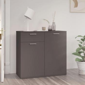 Aparador de madera contrachapada y aglomerado gris 80x36x75 cm, mueble de almacenaje moderno para salón con armarios con puertas y cajón de madera