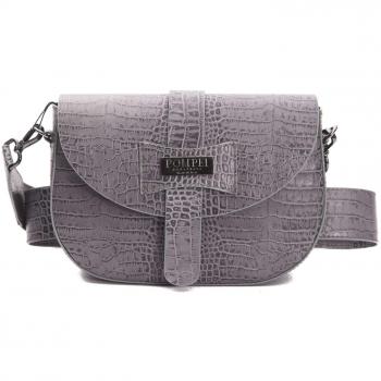 Pompei Donatella Gray Leather Crossbody Bag - Type: Crossbody Bag, Material: Gray Leather, Style: Casual/Chic, Features: Adjustable strap, Zipper closure, Multiple compartments, Interior pocket