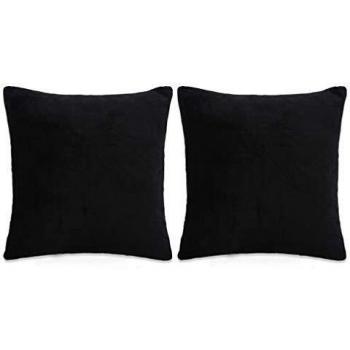vidaXL 2X Cojines de Terciopelo 45x45cm Negro Accesorios para Hogar Decoración