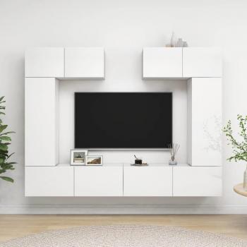 vidaXL Set de muebles de salón 6 piezas madera ingeniería, Mueble TV, Mueble Televisor, Mesa de TV, aglomerado blanco brillante, dimensiones 30.5 x 30 x 90 cm