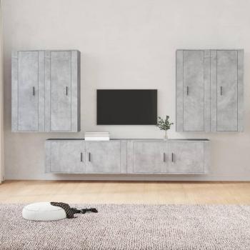 Set de muebles de TV 6 piezas madera contrachapada gris hormigón