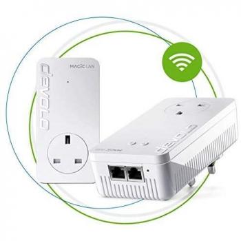 Kit de Inicio WiFi Devolo Magic 1 - 1200 Mbps, Mesh Wi-Fi, Adaptador Powerline, 2 Puertos Ethernet Rápidos