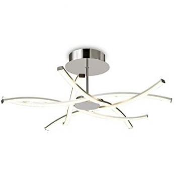 Plafón LED Semiempotrado 42W Plata Acrílico Esmerilado Cromo Pulido 3000K 3700lm 3 Años de Garantía