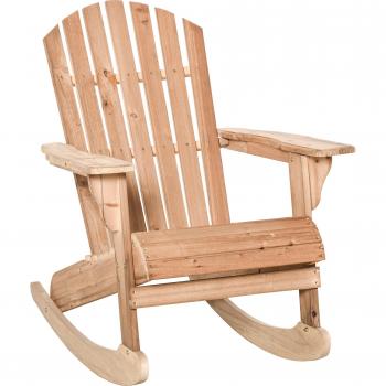 Outsunny Sillón Mecedora Adirondack de Madera Natural 77x94x97 cm para Jardín Terraza Exterior de Estilo Rústico Carga 130kg Color Teca