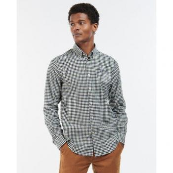 Barbour Finkle Men's Long Sleeve Tailored Fit Shirt - Olive Green - Size L