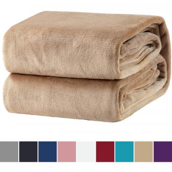 Bedsure Manta de Sofá y Cama de Microfibra de Poliéster, Suave, Cálida, Anti-Arrugas, Transpirable, Terciopelo,Reversible tamaños, 150x200cm