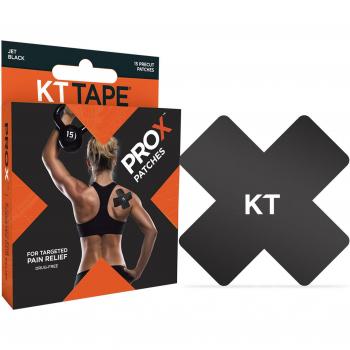 KT TAPE PRO X Kinesiology Tape, Elastic Sport Patches, 15 Pack, Jet Black
