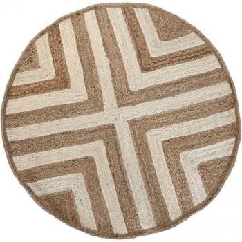 Alfombra de Jute y Algodón Scandi Blanco Marrón Claro 120x120x1 cm