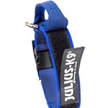 Julius-K9 Collar Color & Gray con la manija, la cerradura de seguridad y el remiendo intercambiables, 50 mm 49/70 cm, Azul/Gris