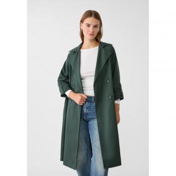 Stradivarius Long Flowing Bottle Green Trench Coat XL