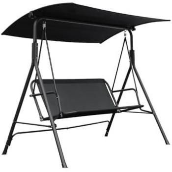 Columpio de Acero para 2 Personas con Toldo, Sonora, Negro, 172x120x154 cm