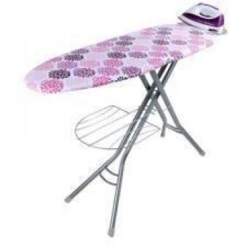 Orbegozo TP 3500 Tabla de Planchar Fabricada en Rejilla de Acero, Funda de Algodón, Soporte para Centros de Planchado y Bandeja Porta Ropas, 122 x 38 cm