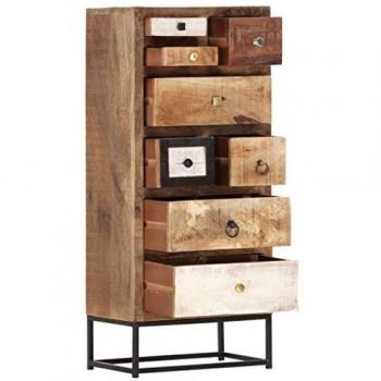Cajonera de madera maciza reciclada 45x30x105 cm Marrón