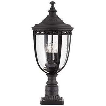 Bolardo inglés Bridle negro grande IP44 E14 3 luces exterior Elstead